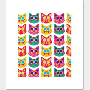 cute mexican cat pattern Posters and Art